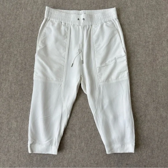 Helmut Lang White Drawstring Cropped Joggers - Picture 1 of 12